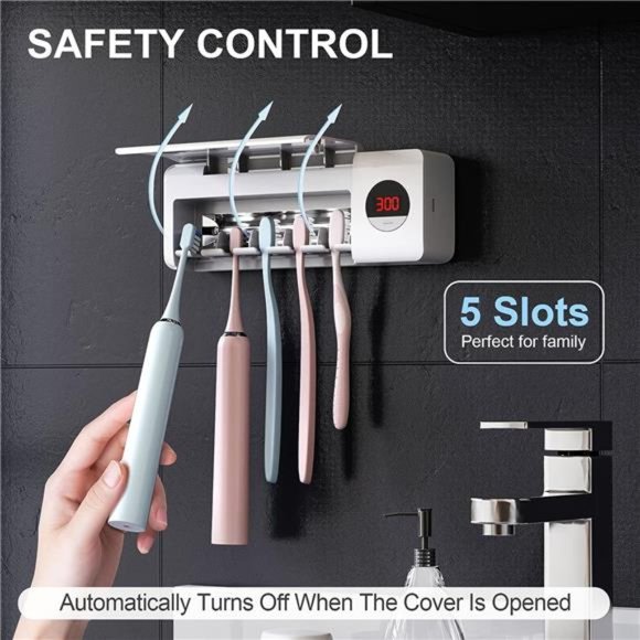 UV Toothbrush Sanitizer Holder, Sterilization & Timing Functions, Rechargeable main image 2
